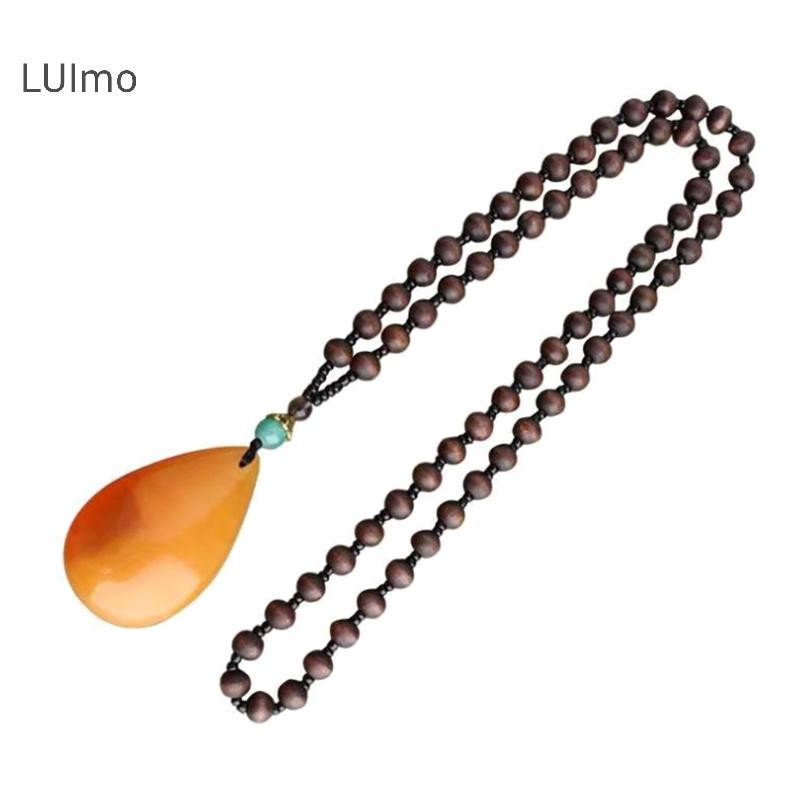 Luimo Vintage Phong Cách Dân Tộc Nữ Cổ Sáp Ong Thả Hạt Choker Áo Len Dài Mặt Dây Chuyền Trang Sức SBS