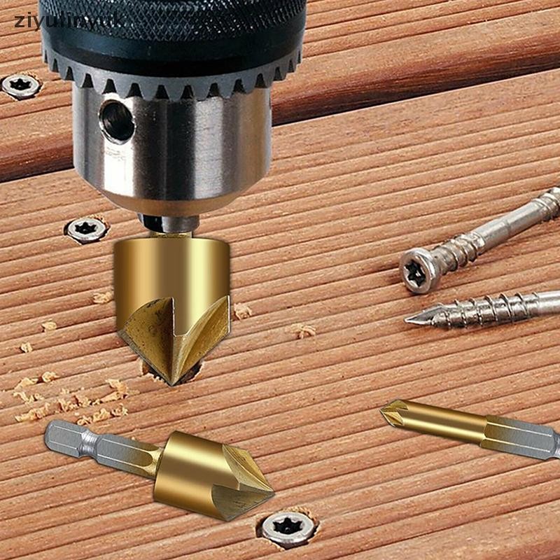 Ziyulinyuk 3 Bộ 12 / 16 / 19mm Bộ Mũi Khoan Khoan Khoan Khoan Cho Gỗ Kim Loại Thay Đổi Nhanh Mũi Khoan Dụng Cụ Chamfer Dụng Cụ Khoan EN
