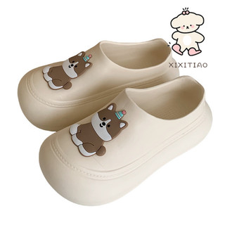 Xixitaio Fun Puppy Mặc Bên Ngoài Dép Lười Phong Cách Mới Bé Gái EVA Đế Mềm Mules