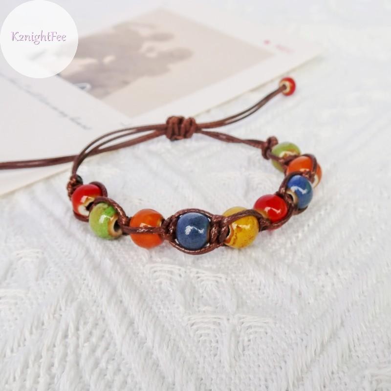 K2nightfee Phong Cách Dân Tộc Gốm Có Thể Điều Chỉnh Vòng Tay Dành Cho Nữ Bé Gái Thời Trang Nhiều Màu Sắc Đính Hạt Mùa Hè Quyến Rũ Vòng Tay Phụ Kiện Trang Sức VN