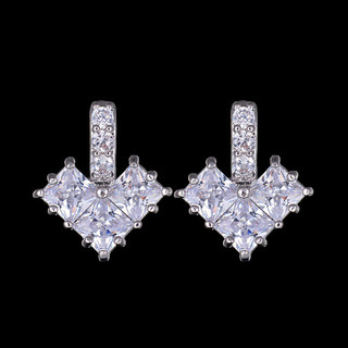 Châu Âu Mỹ ins Phong Cách Mới Nhiều Màu Sắc Zircon Trái Tim Tình Yêu Bông Tai Nữ
