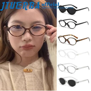 JIUERBA 【Ready Stock】Phiên bản Hàn Quốc Thời trang Mới Hình bầu dục độc đáo Retro Khung nhỏ Kính chống ánh sáng xanh / Kính râm chống tia cực tím