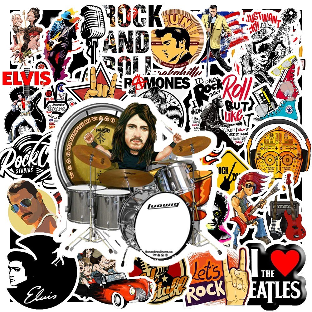 50 Miếng Dán Sticker Trang Trí Phong Cách Rock And Roll Cá Tính - Trang Trí Vali | Nón Bảo Hiểm | Xe Máy