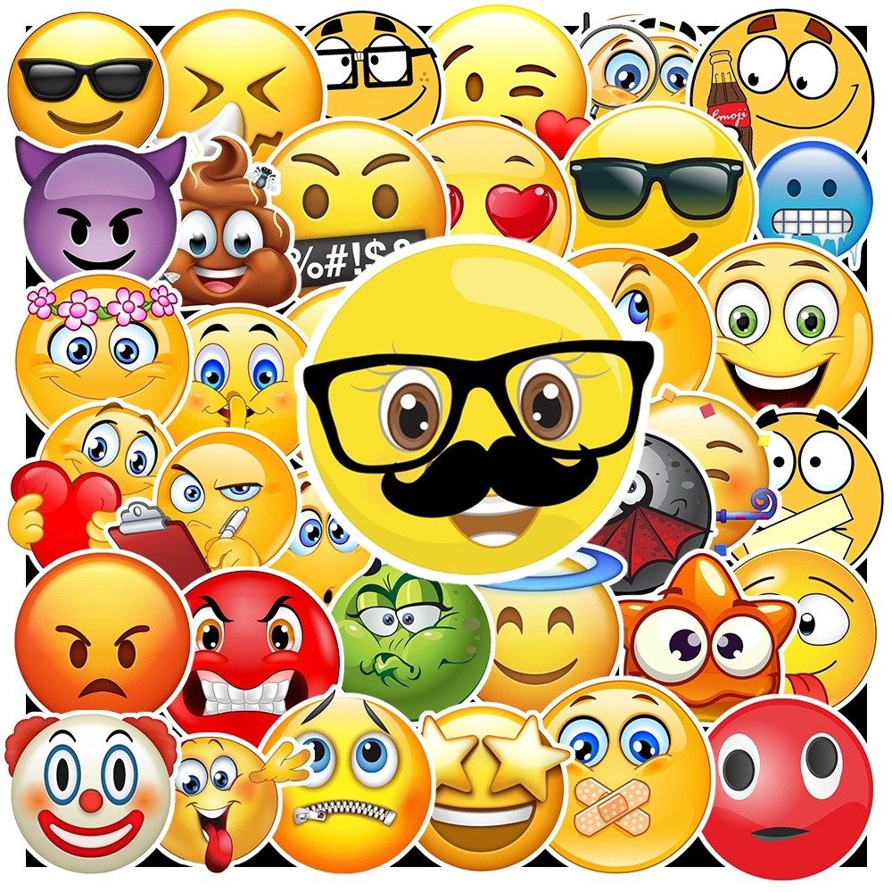 50 Sticker Emoji chống nước sticker dán laptop, điện thoại, đàn guitar, mũ bảo hiểm, vali