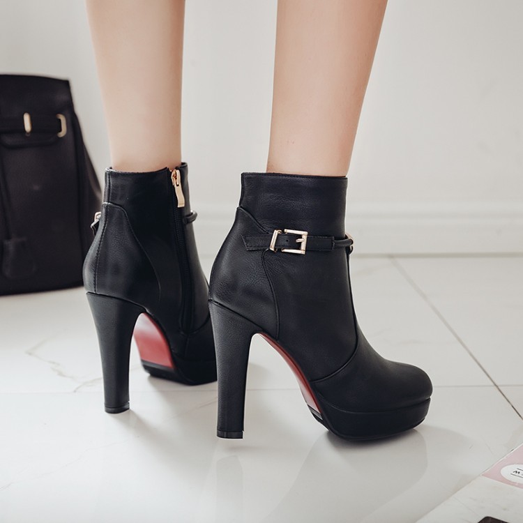 Giày cao gót mùa thu đông cỡ lớn 34-46, bốt ngắn nữ, gót chunky, sexy, đa năng, bốt đi hộp đêm, bốt Martin nữ, giày đi làm thời trang cho nữ