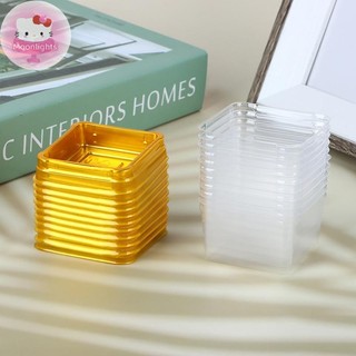 Moonlights 10 / 50 Chiếc Nhựa Vuông Mặt Trăng Bánh Hộp Trứng-Yolk Puff Hộp Đóng Gói Vàng Vuông Vỉ Trứng Lòng Đỏ Hộp Bánh Ngọt EN