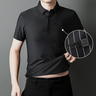 Áo polo mùa hè mới cho nam, áo thun co giãn nylon không đường may, phong cách công sở thoải mái, dáng rộng, đa năng, tay ngắn cho nam - DXPL
