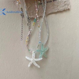 Kudosation Xu Hướng Sao Biển Mặt Dây Chuyền Vòng Cổ Nhựa Sáng Bóng Hạt Choker Xương Đòn Dây Chuyền Ngọt Ngào Cho Nữ Bé Gái Kỳ Nghỉ Trang Sức