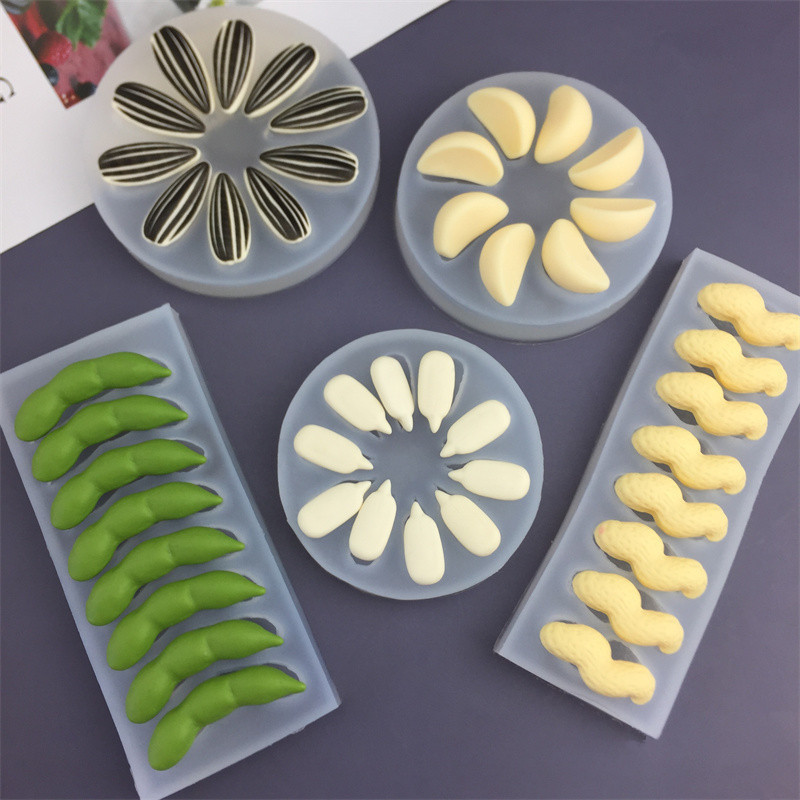 Mô Phỏng Đậu Phộng Dưa Hạt Tỏi Đinh Hương Làm Mô Hình Khuôn Silicon Sô Cô La Món Tráng Miệng Pudding Trung Quốc Thạch Trắng Khuôn Thơm Thạch Cao Khuôn DIY Khuôn Nướng Bánh