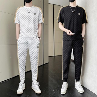 Bộ đồ thể thao mỏng lụa, áo thun ngắn tay và quần, dành cho nam - 19.76₫