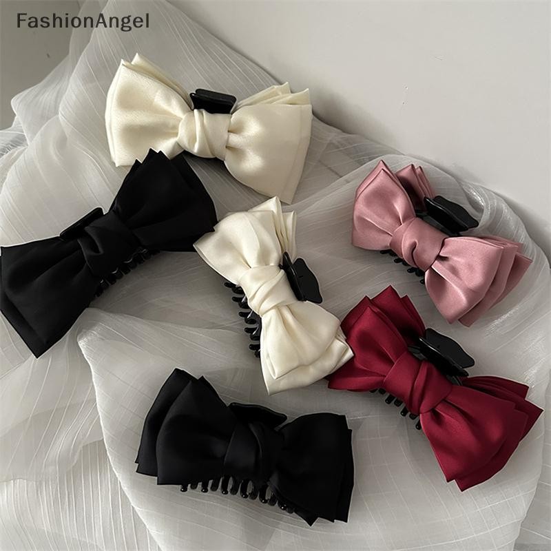 Fashionangel Thời Trang Nơ Lớn Vuốt Tóc Kẹp Cho Nữ Kẹp Tóc Bé Gái Tóc Lớn Cua Đen Kẹp Tóc Trắng Kẹp Tóc Accessorie VN