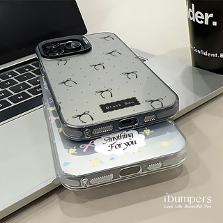 ibumpers Ốp Điện Thoại iPhone Họa Tiết Nơ Đen Tinh Tế Cho IPhone 16 15 14 12 13 11 Pro Max Ốp Lưng IMD Cứng Và Nhẵn