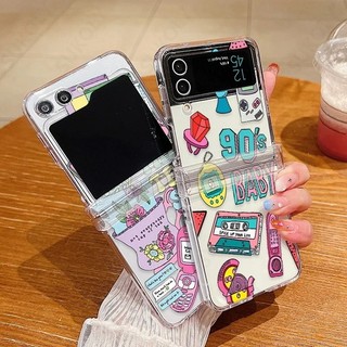 Vỏ Họa Tiết Nhãn Retro Cho Samsung Galaxy Z Flip 5 Flip 4 Flip 3 Full Bản Lề Chống Sốc Trong Suốt PC Cứng Gấp Dành Cho Samsung Z Flip5 Flip4 Flip3 Cover