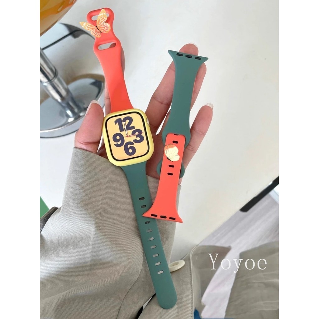 Ốp lưng màu kẹo S11 + Dây đeo S11 mềm cho Apple Watch 11 10 46MM 9 Ultra 2 49mm 44mm 40mm 45mm 41mm Band 42mm 38mm Vòng tay silicon cho iwatch Series 3 4 5 Se 6 7 8 Cover