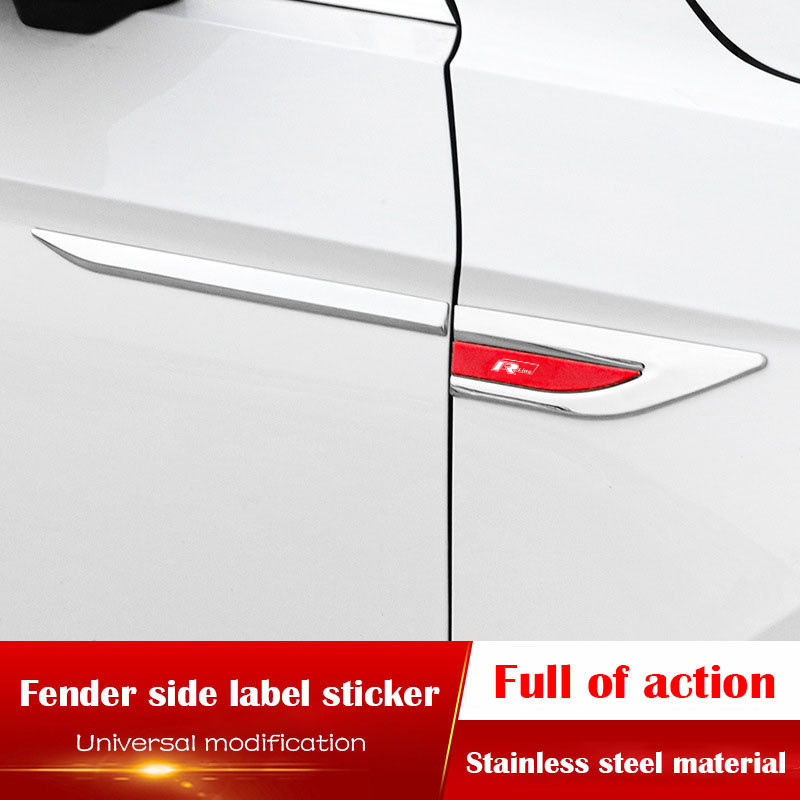 Volkswagen Rline Kim Loại Fender Bên Nhãn Dán Huy Hiệu Chống Trầy Xước Chống Mài Mòn Bảo Vệ Cửa Xe Thể Thao Sửa Đổi Phụ Kiện Trang Trí