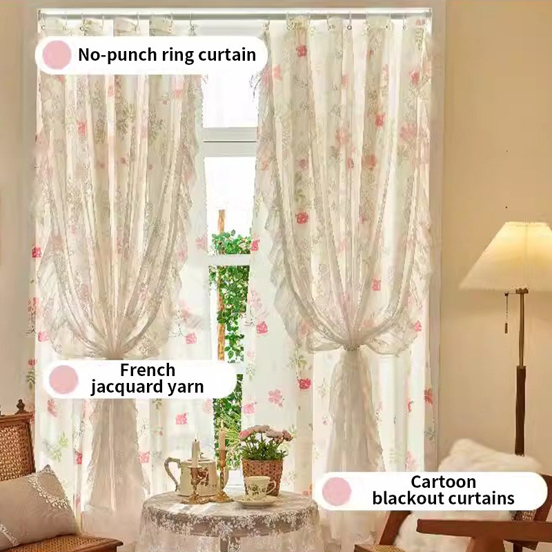 In Pháp Mục Vụ Rèm Ren Sheer Rèm Lãng Mạn Ren Bay Cửa Sổ Bán Đen Bay ...