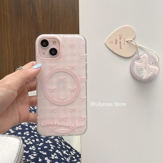 2024 Thiết Kế Mới Từ Tính Ốp Lưng Điện Thoại Apple iPhone 15 Pro Max iPhone 14 Chống Rơi 13 12 Hai Lớp Chất Lượng Cao Trong Suốt Màu Hồng Nơ
