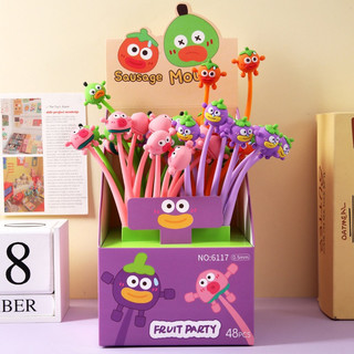 [Mực Đen] Bút Bi Silicon Thân Mềm Fruit Party Lúc Lắc, Bút Bi Mực Gel Khô Nhanh, Mực Đều, Nét Chữ Đẹp