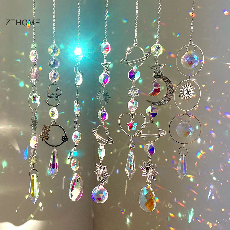 Zthome Treo Pha Lê Mặt Dây Chuyền Vườn Suncatcher Chuông Gió Mưa Lăng Kính Pha Lê Dây Chuyền Để Trang Trí Cửa Sổ HOT