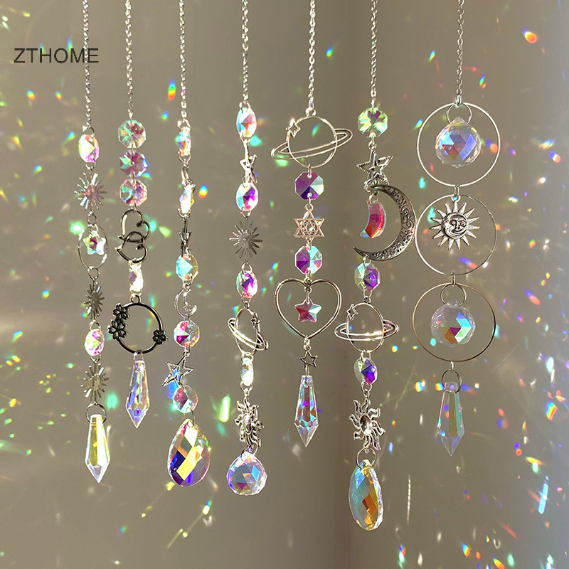 Zthome Treo Pha Lê Mặt Dây Chuyền Vườn Suncatcher Chuông Gió Mưa Lăng Kính Pha Lê Dây Chuyền Để Trang Trí Cửa Sổ HOT