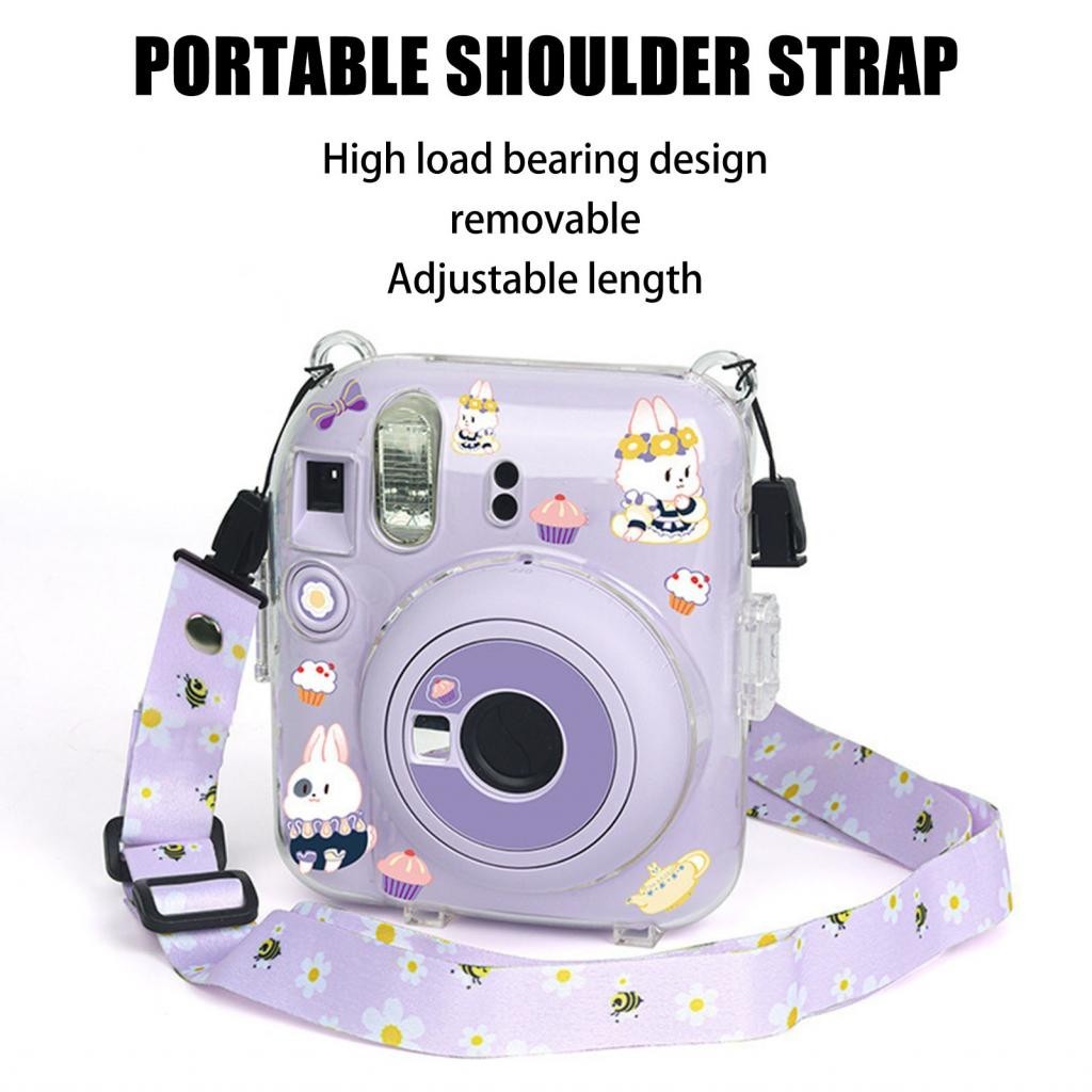 Welcomehome Instant Camera Case with Shoulder Strap Sticker Transparent ...