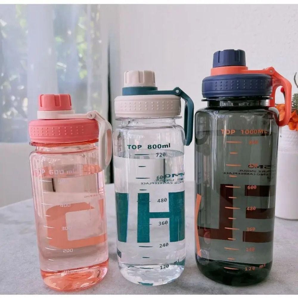 Bình nước GAVESTO, Chai nước uống nhẹ chống rò rỉ, Dung tích lớn 0,6L / 0,8L / 1L di động có dây đeo tay cầm Ấm đun nước du lịch bằng nhựa Leo núi Đi bộ đường dài