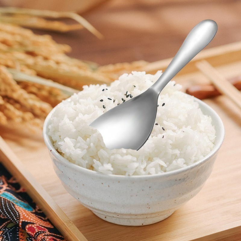 [Nổi bật] Thìa cơm bằng thép không gỉ - Chống trượt, Dễ lau chùi, Cạnh mịn - Thìa trộn thực phẩm - Muỗng đào Salad tráng miệng - Muỗng rót súp - Dao kéo ăn