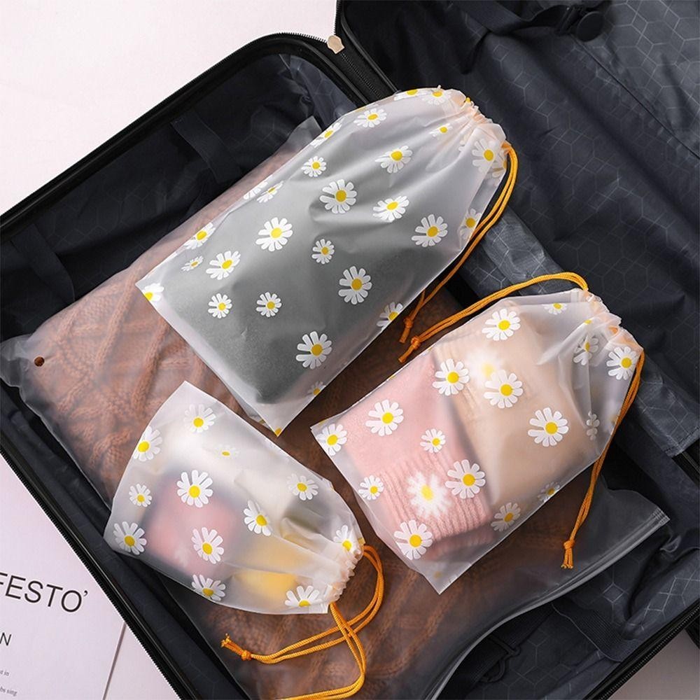 Túi đựng giày HOBBYIN, Túi dây rút chống bụi chống thấm nước, Quần áo hoa cúc hoạt hình trong suốt sáng tạo Gói phân loại hành lý du lịch / kinh doanh
