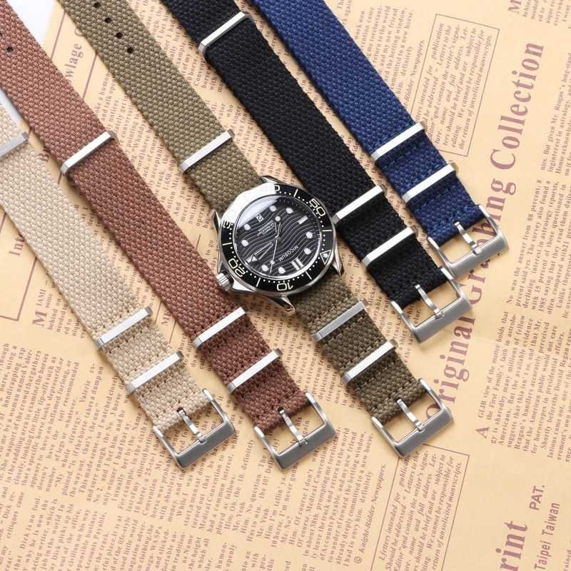 Sợi Tự Nhiên NATO Nylon Dây Đeo Đồng Hồ 20 Mm 22 Mm Vải Đồng Hồ Nam Nữ Thể Thao Dây Đeo Tay Vòng Tay Dệt Dây Vải Dây Đeo Cổ Tay Cổ Điển Đơn Giản Đa Năng Dây Đeo Đồng Hồ