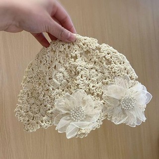 Mũ dệt kim Skullies ren thoáng khí, phong cách hoa, phù hợp mùa hè