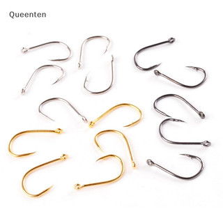 Queenten 100 Chiếc Móc Câu Bộ Thép Carbon Đơn Vòng Tròn Câu Cá Bay Câu Cá Jip QT