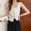 Dây đeo dệt kim NICOLOO, Áo khoác ngoài mỏng lưng làm đẹp, Thời trang mùa hè giản dị Spice Girl Crop Top dành cho nữ