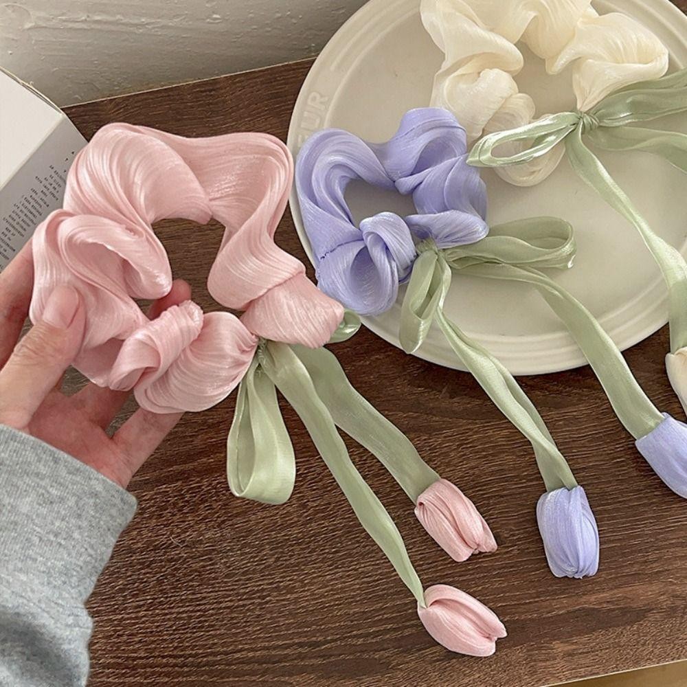 Kẹp tóc nơ ruy băng tulip OUSXA, phù hợp cho nữ và bé gái