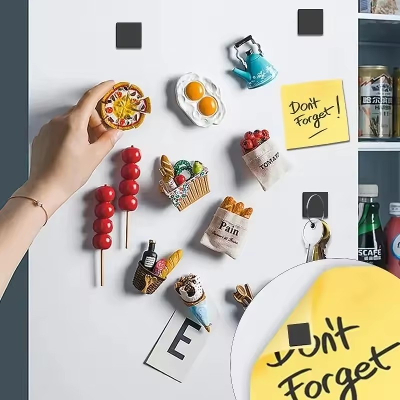 Nhãn dán nam châm vuông mềm - Băng nam châm - Nhãn dán tấm tự dính lưng nhỏ - Nam châm đen DIY Craft Trang trí tủ lạnh gia đình