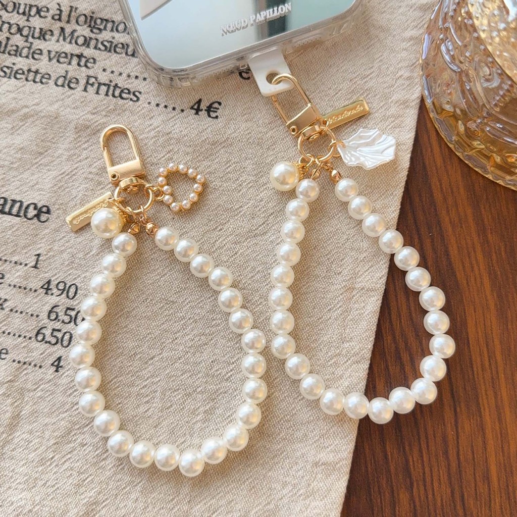 Mặt dây chuyền dây hạt vỏ sáng - Dây buộc điện thoại di động bằng nhựa nhân tạo - Móc khóa ngọt ngào INS thời trang - Quà tặng trang trí cho bé gái - Đồ trang trí treo bùa cho túi xách, chìa khóa ô tô