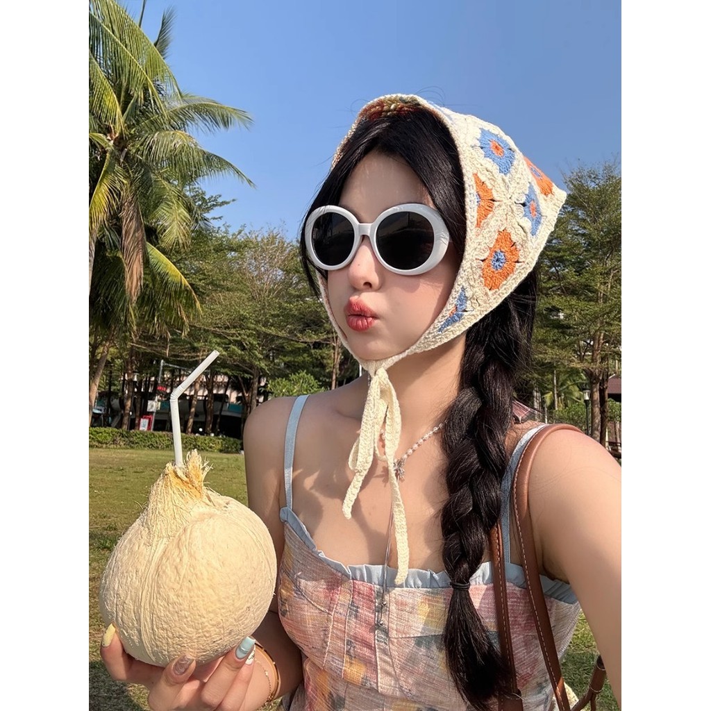 Đẹp Nhiều Màu Sắc Tam Giác Turban Đầu Kerchief Cotton Tóc Bandana Mũ