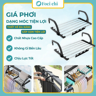 Giá phơi đồ ban công BUNA, kệ treo quần áo giày dép gấp gọn kiểu dáng thông minh chịu lực 10 kg.