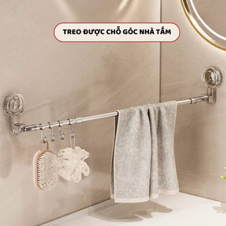 Giá Treo Khăn Nhà Tắm Cốc Hút Góc Tường Xoay 180 Độ Đa Năng Kèm Móc Tăng Giảm Chiều Dài NGÓI HOME-KNT04