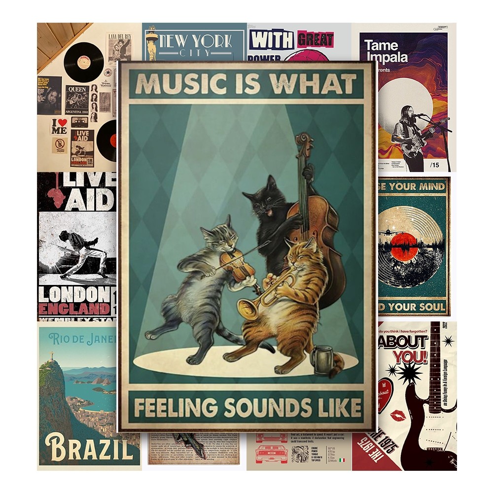 [DECAL] A5 In Màu - Set 50 Tờ Poster Giấy Dán Tường - HÌNH POSTER VINTAGEE RETRO - Decor Trang Trí Nhà | MS: 111585