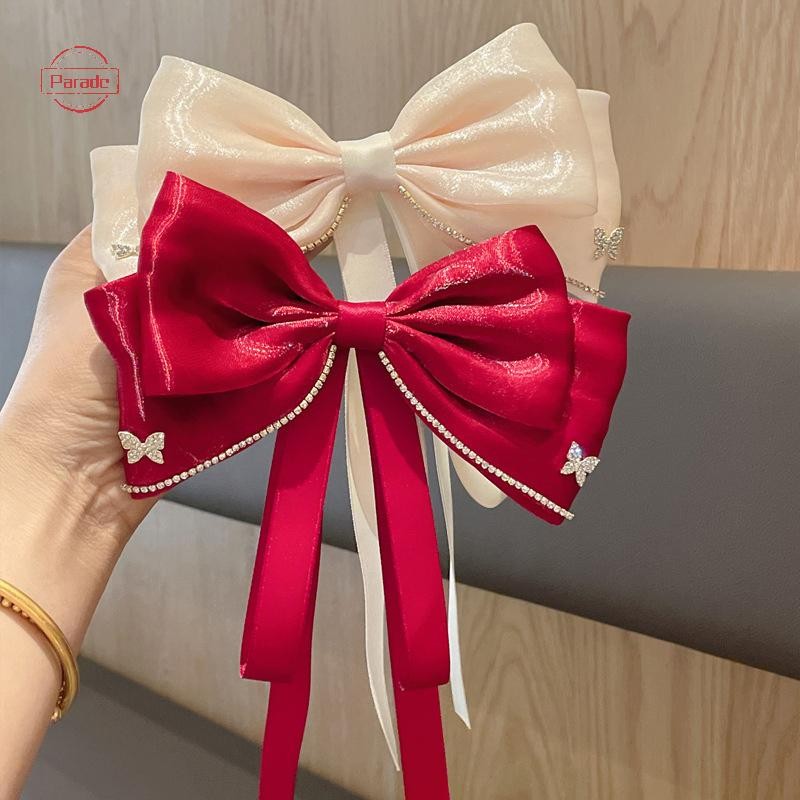 Cuộc diễu hành Thanh Lịch Nơ Ngọt Đuôi Ngựa Màu Trơn Nơ Lớn Kẹp Tóc Cho Nữ Bé Gái Đơn Giản Thời Trang Phụ Kiện Tóc Quà Tặng VN
