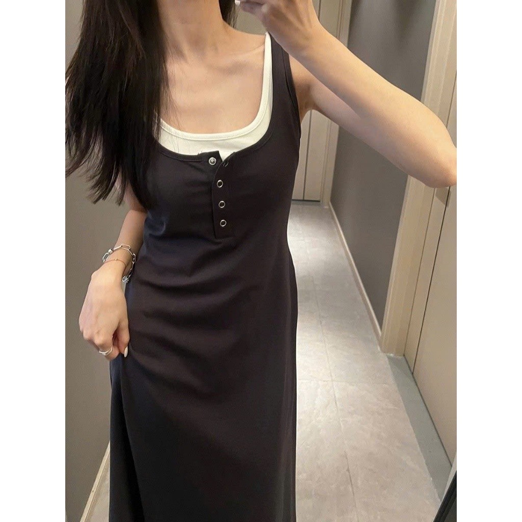 Váy đầm nữ maxi dáng dài chất liệu co giãn phối cổ trắng phong cách tiểu thư sang chảnh XIMIMI SP286