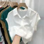 Áo sơ mi nữ tay ngắn dáng rộng Cotton màu trơn dành cho nữ Áo sơ mi dáng rộng