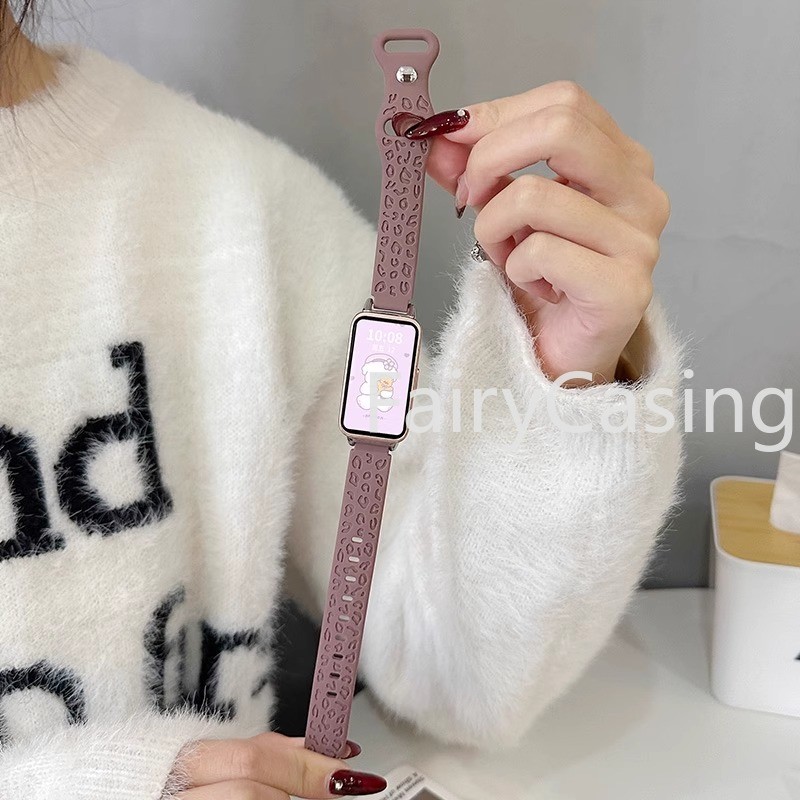 Dây đeo thể thao silicon mềm cho Huawei Band 11 pro 10 9 8 7 6Pro Dây đeo vòng tay thay thế in họa tiết da báo