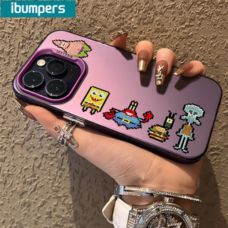 ibumpers Ốp Lưng IPhone Gạch Dễ Thương Patrick Họa Tiết Ngôi Sao Ốp Điện Thoại IMD Cứng Trơn Chống Bẩn Chống Sốc Cho IPhone 16 15 14 12 13 11 Pro Max