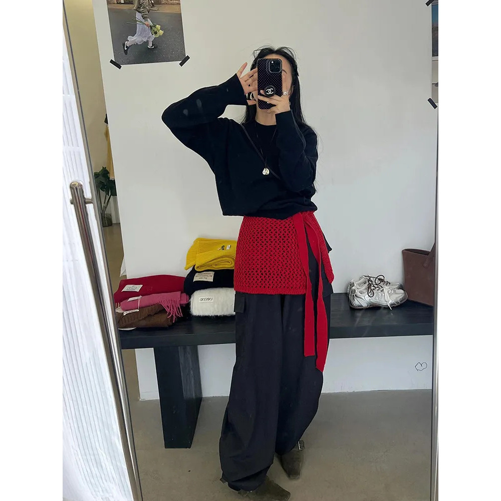 Milyfashion Xám Phù Hợp Với Lưới Rỗng Dệt Kim Mông Màn Váy Lớp