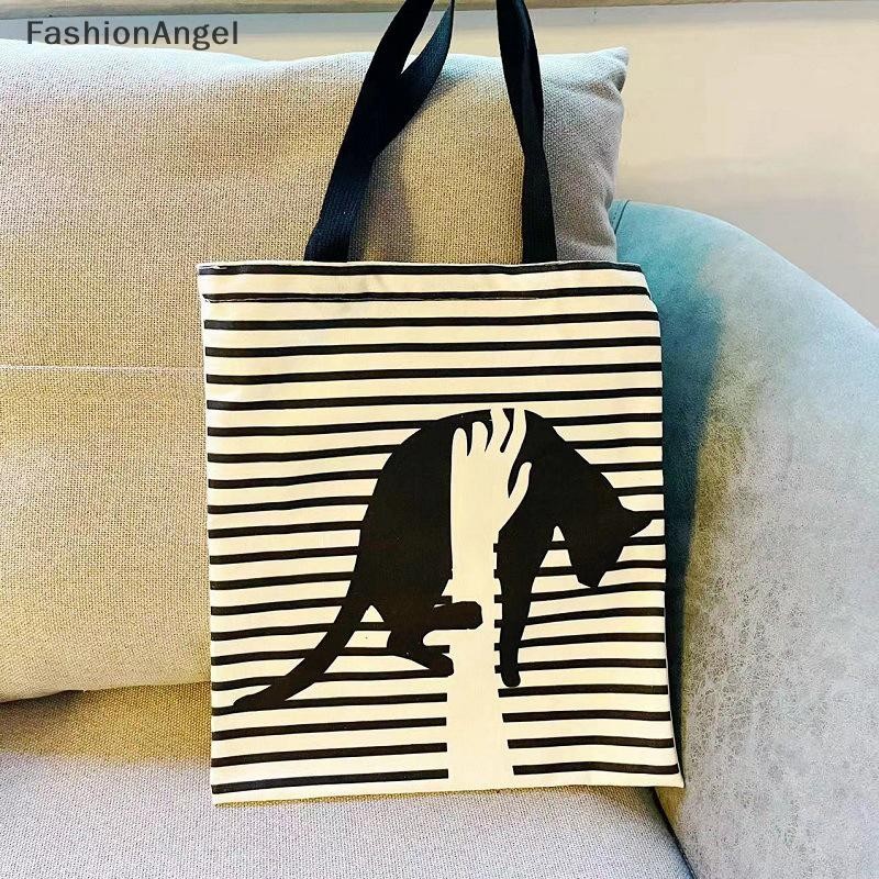 FashionAngel Sọc Túi Vải Nữ Sinh Viên Đại Học Lớp Vai Đi Lại Túi Dung Tích Lớn Túi Satchel Dễ Thương VN