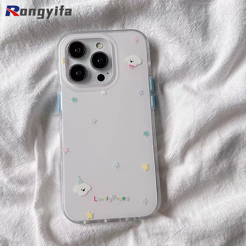 Ốp Lưng Chó Con Dễ Thương Cho OPPO Find X8 Pro X7 F27 F21 Pro Plus A3 A3i A2 A1 Pro A2x A2M A1s A1x A1i 5G F11 R17 R15 Ốp Điện Thoại Hình Chó Hoạt Hình Màu Kem Trắng Trong Suốt Mềm
