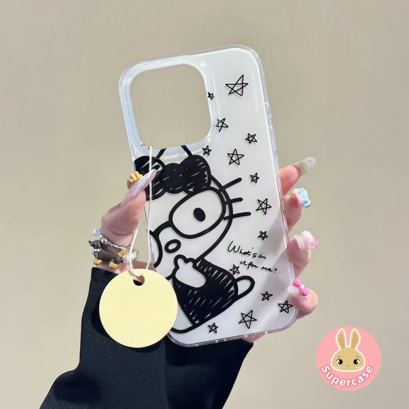 Ốp điện thoại hình mèo Star Kitty Line dễ thương cho Redmi Note 14 13 12 Turbo 4 3 11T 11 10 Pro Plus 5G Vỏ điện thoại chống sốc mềm màu kem hoạt hình