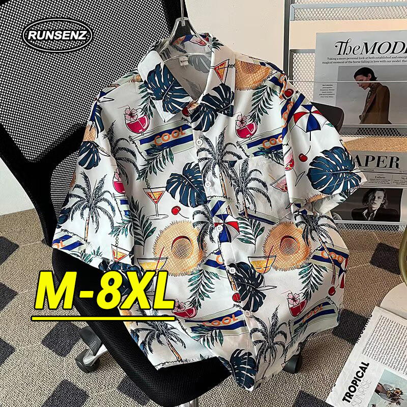 M-8xl Phiên Bản Hàn Quốc Đi Biển Áo Sơ Mi Tay Ngắn Nam Plus Size Áo Sơ Mi Rời Thường Ngày Quá Khổ Top | BigBuy360 - bigbuy360.vn