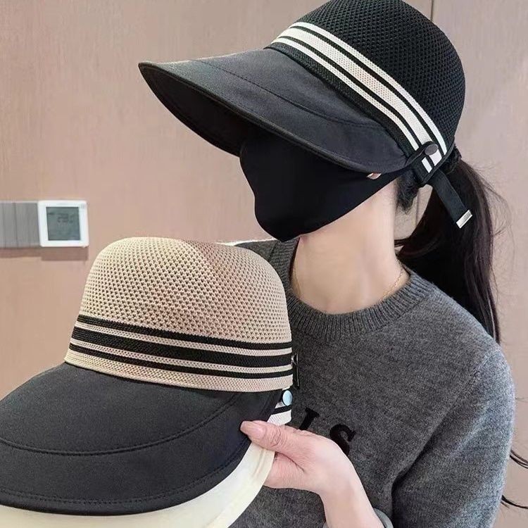 M126 Mũ cói bucket rộng vành kín chóp chống nắng đi biển có nút gài khẩu trang tiện lợi